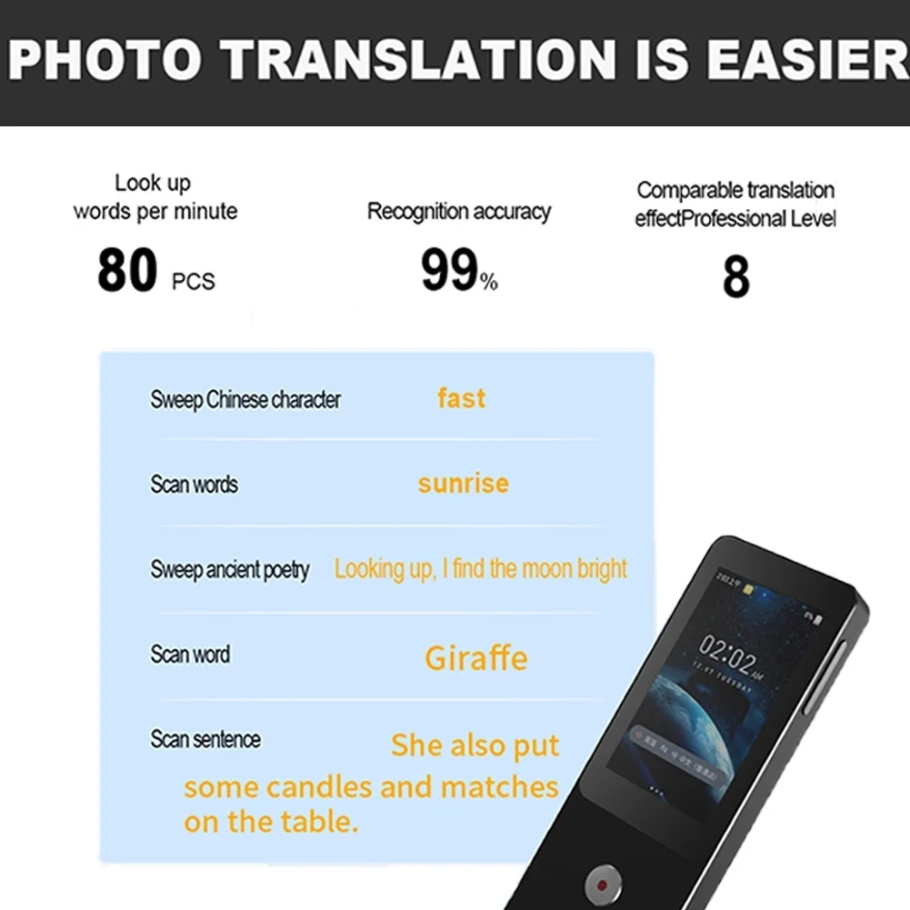 Imagem -04 - Tradutor de Voz em Tempo Real Inteligente Portátil Offline Instantâneo 98 de Alta Precisão 134 Idiomas Wifi Hotspot Dispositivo de Tradução a Bordo
