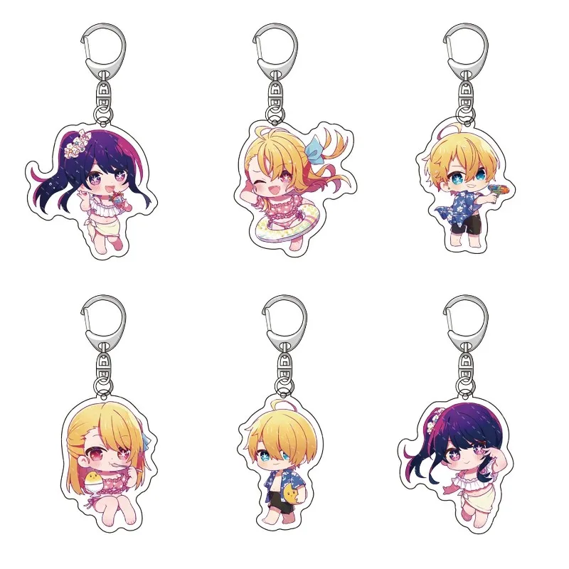 6CM OSHI NO KO Anime Figure Hoshino Ai Hoshino Akuamarin Hoshino Rubii Acrylic Keychains Cute Swimsuit Style Pendant Toy Decor