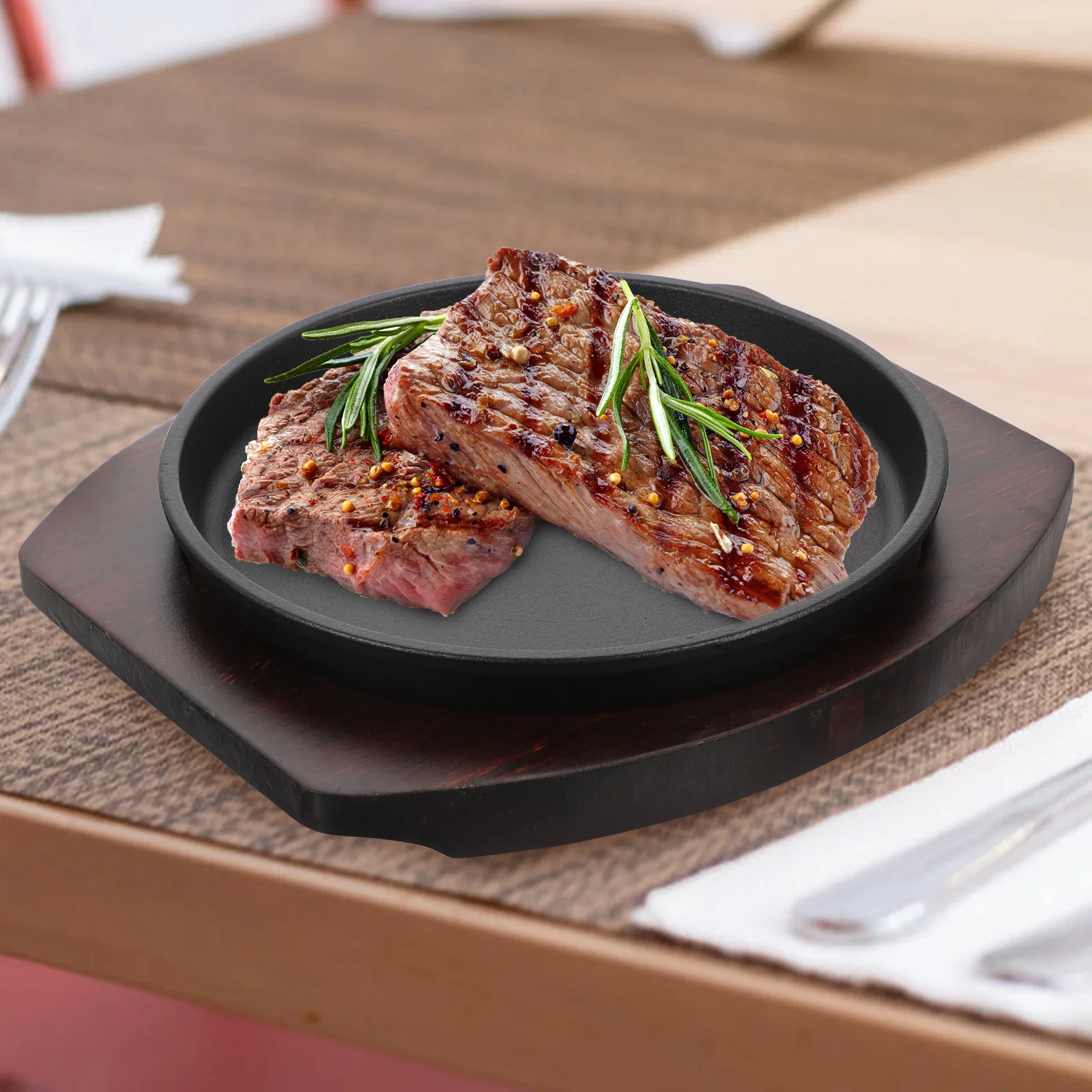 

Round Steak Plate Thickened Iron Grilling Pan Non stick Outdoor Barbecue Cooking Household Fried Baking Serving Platter