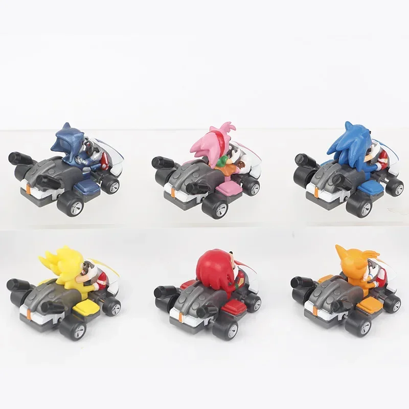 Anime Sonic The Hedgehog Pull Back Car Cartoon Figure Decoration Desktop Model Kart Children Toys Home Decor Kids Birthday Gift