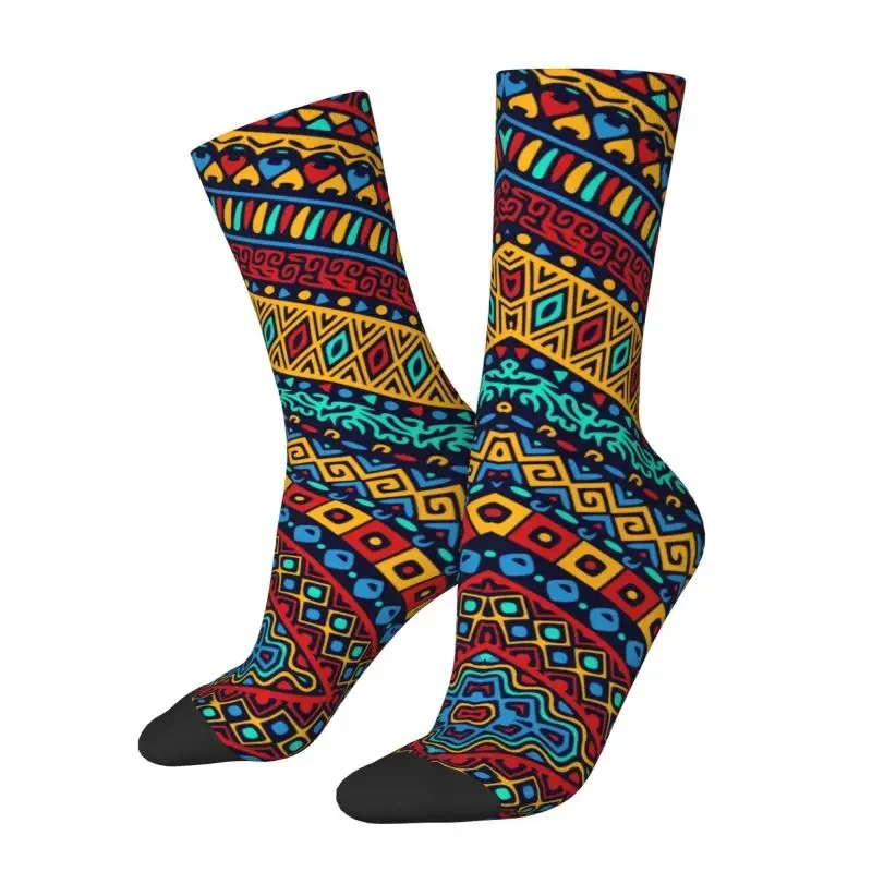 

Cute Mens Colorful African Tribal Pattern Novelty Street Style Socks Unisex Comfortable 3D Print Africa Ankara Print Crew Socks