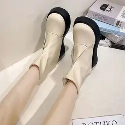 Krótkie Buty Dla Kobiet Chunky Footwear Platforma Okrągłe Toe Moon Booties Czarne Kobiece Buty Do Kostki Wyprzedaż Elegancki Stylny I Niska Cena