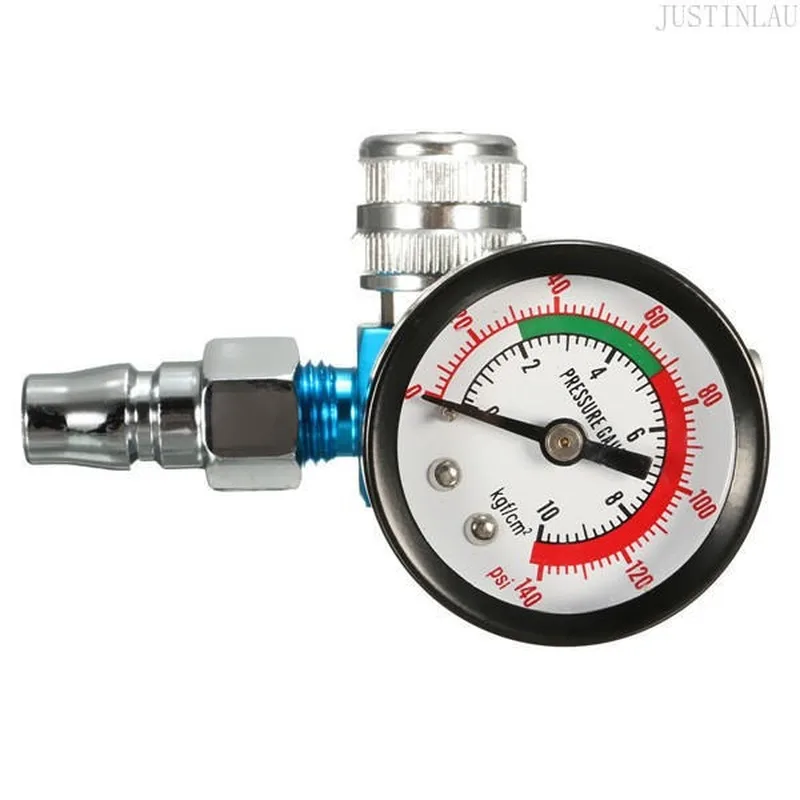 

1/4" Thread Air Pressure Regulator Air Regulating Valve Tail Pressure Gauge For Spray Gun