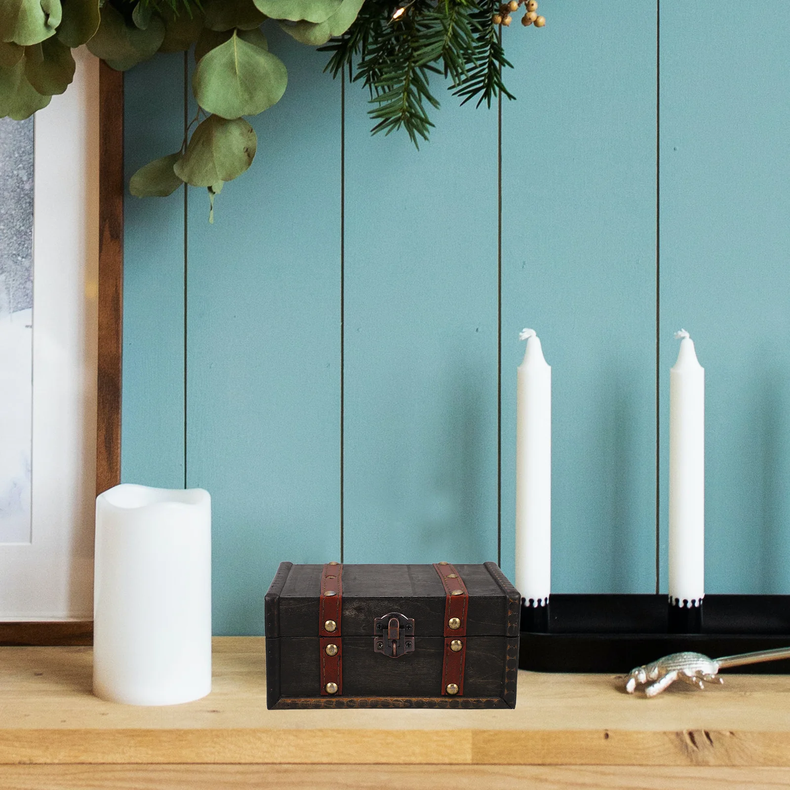 

Vintage Wooden Storage Chest Small Decorative Box For Jewelry Trinkets Keepsakes Organizer Lockable Treasure Chest Box