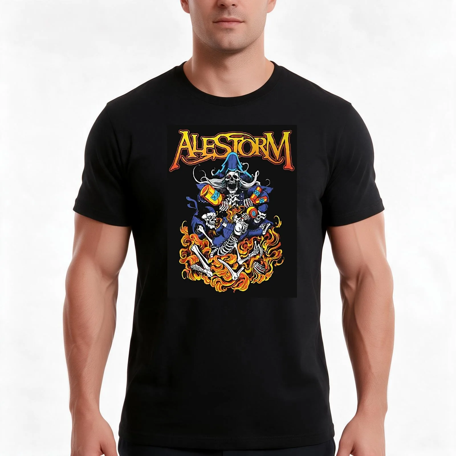 Alestorm T-Shirt, Summer Casual Cotton Tee, Oversized Streetwear Tops, Vintage Graphic Print, Loose Fit Short Sleeve