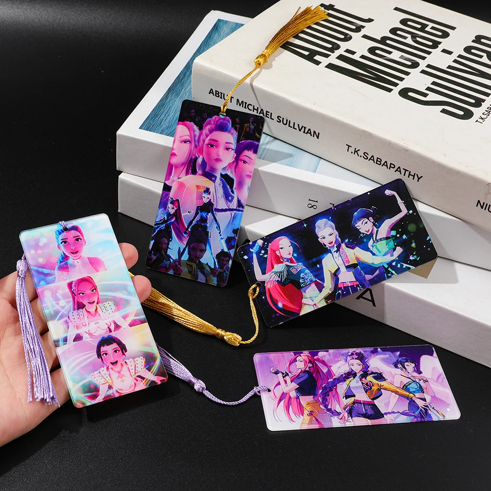 إشارات مرجعية أنيمي KPop Demon Hunters - علامات ترقيم الصفحات الإبداعية مقتنيات المروحة الثنائية، علامات قراءة الطلاب الهدايا الأدبية