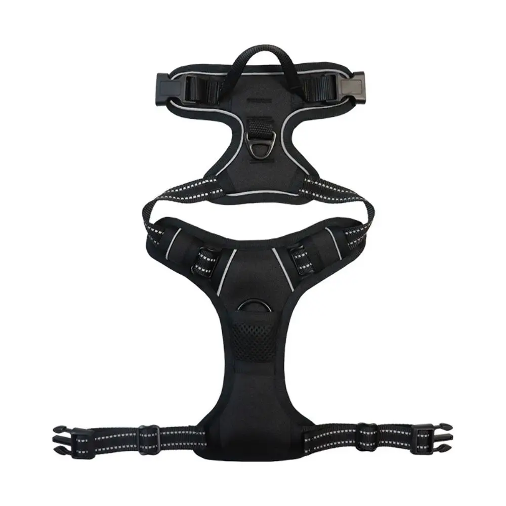 Big Vests Adjustable Reflective Harness Comfortable Soft Padded Dog Harness Leather Reflective Backless Leash Outdoor Walking