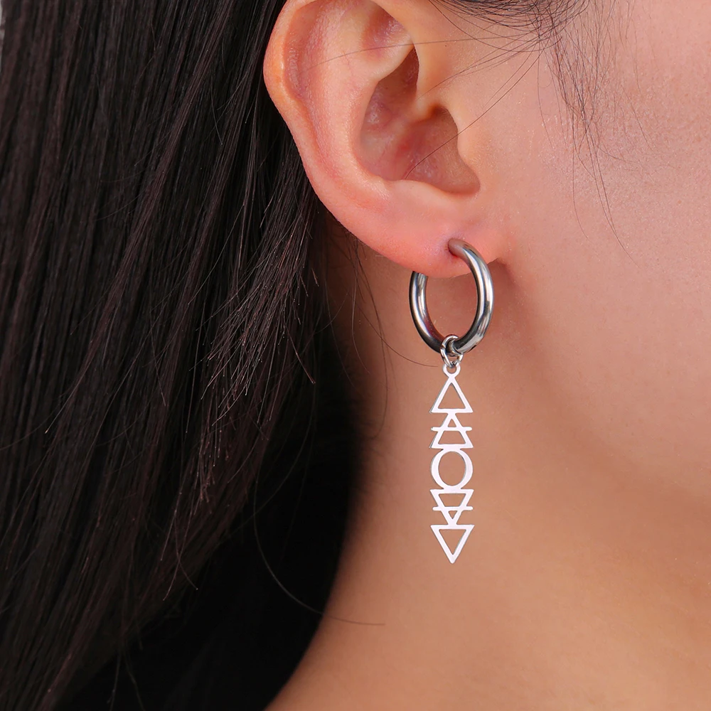 Dawapara Element Symbols Drop Earrings Planetary Fire Earth Water Air Symbols Alchemical Charm Stainless Steel Jewelry