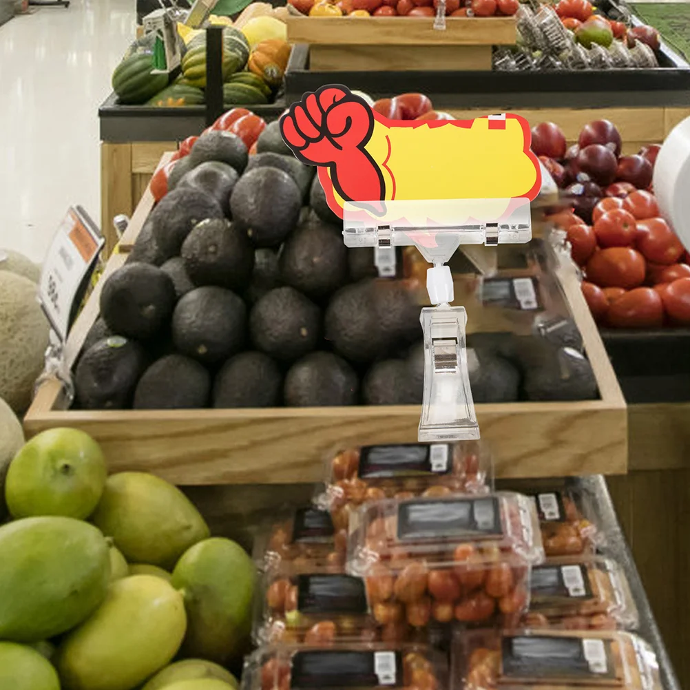 10pcs Transparent Double Sided Clips Price Tag Holder Rotating Merchandise Display Sign Banner Mini Clip Super Clip