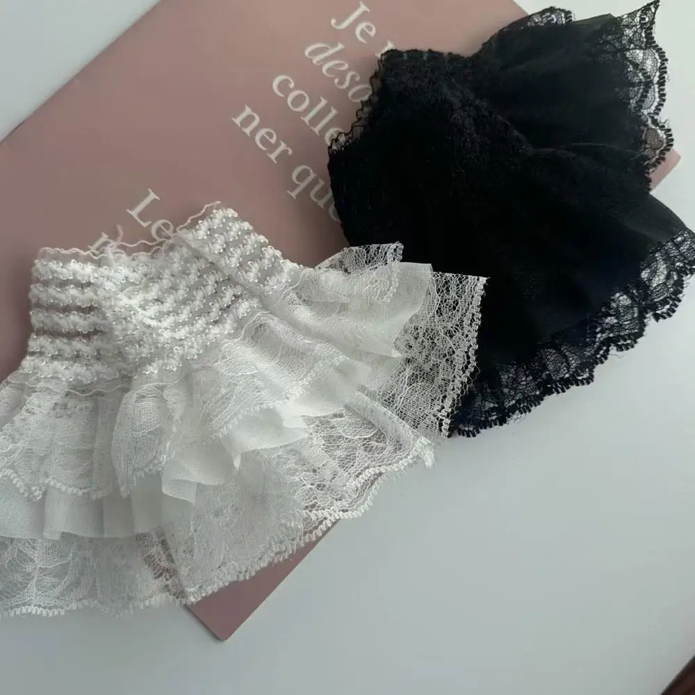 Stretch Wrist Lace Horn Cuffs Detachable Shirt Fake Sleeves Wristband False Cuffs Gothic Lolita Hand Wrist Cuffs LaceTrim Maid