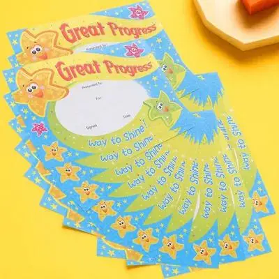 

200 Sheets Adorable Encourage Award Certificates for A6 Size English Edition Certificate of Completion Student Achievement