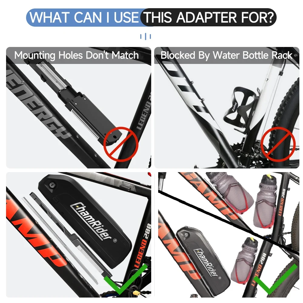 Electric Bicycle Battery Mount Bracket Holder, Downtube Battery Frame Mounting Rack for Hailong Battery Adapter Tool Parts
