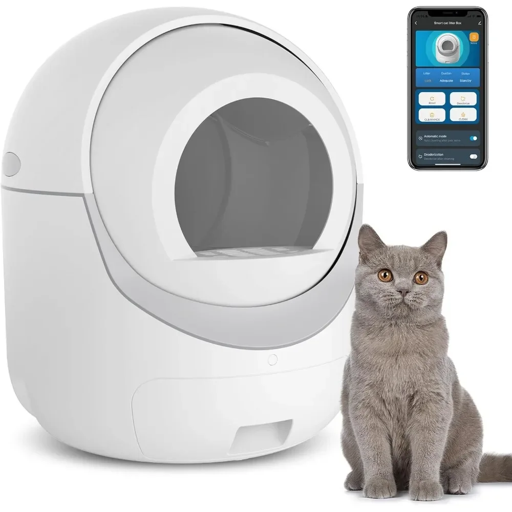 Self Cleaning Litter Box, Automatic Litter Box,App Control,Cat Litter Box Robot Suitable for Multiple Cats,Safety Protection