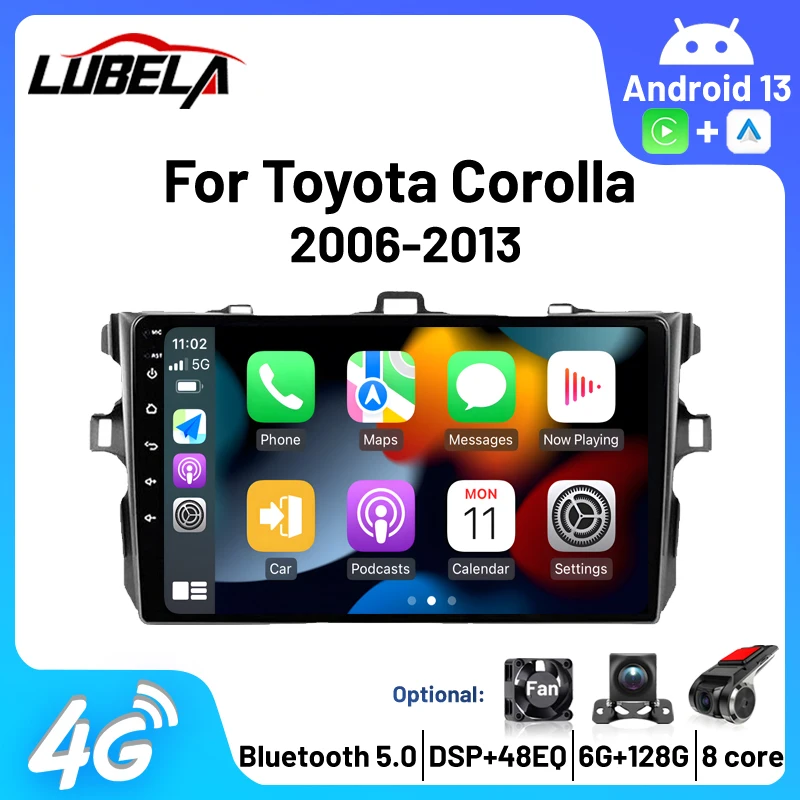 

2Din Android Player Wireless CarPlay Android Auto For Toyota Corolla E140/150 2006-2013 VideoDVD WIFI Head Unit Carplay stereo