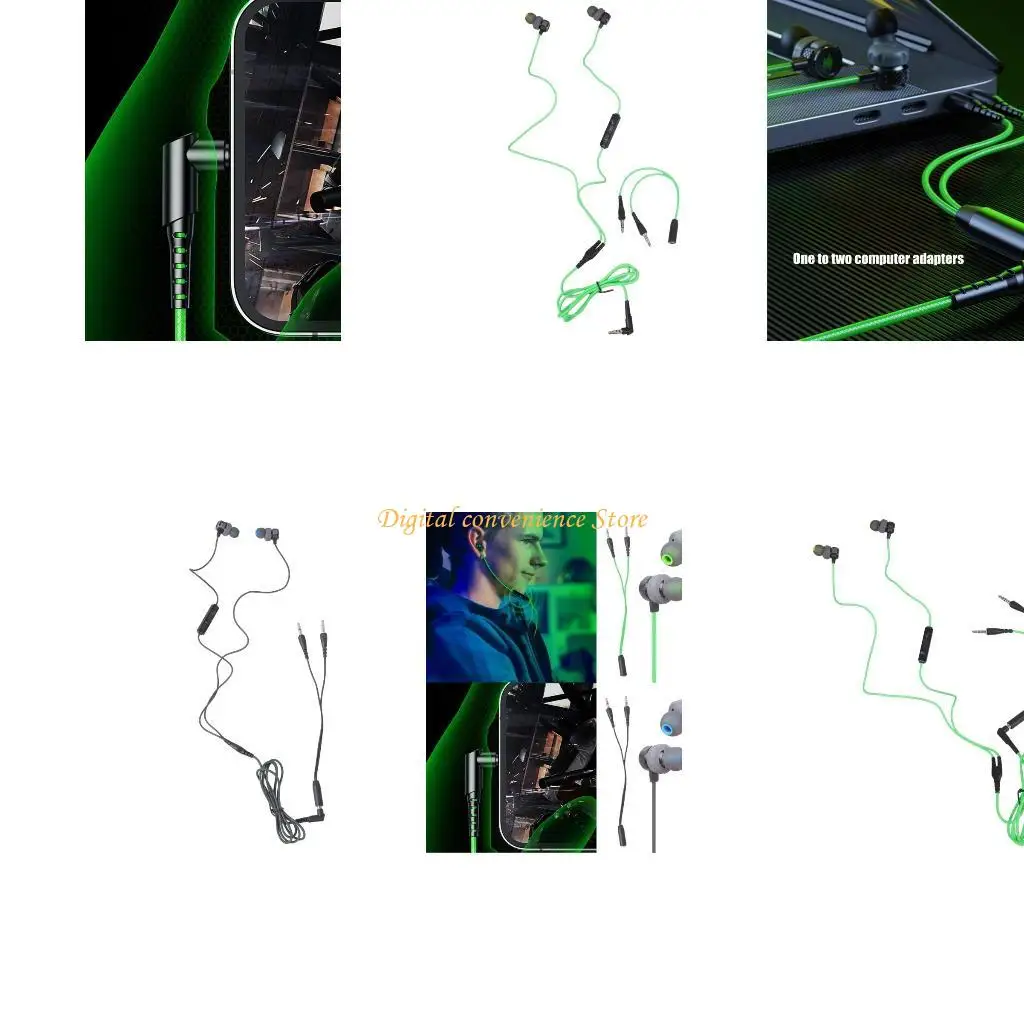 97QA Corded Earbuds with Microphone 3.5mm in Ear Headphones with Microphone Suitable for Smartphones Computer Laptops