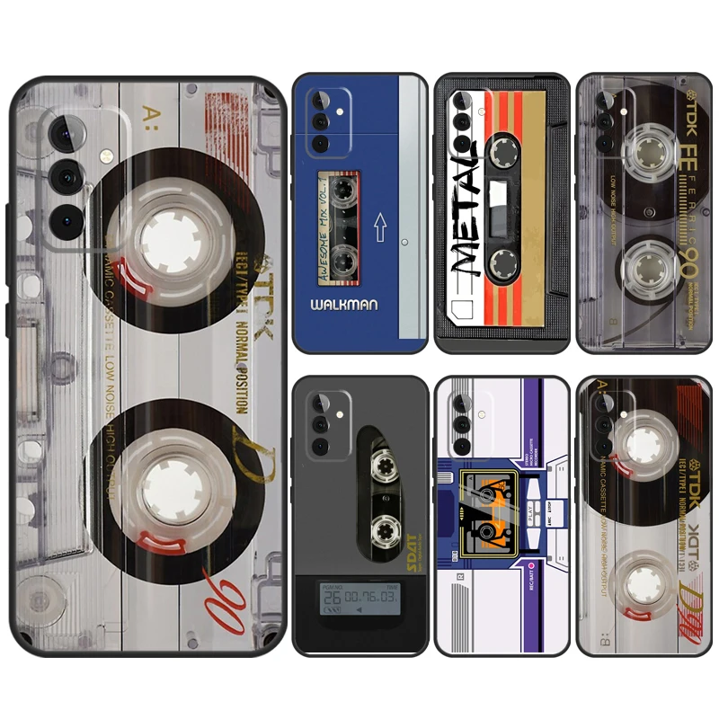 Retro Cassette Tape Case For Samsung Galaxy A55 A35 A25 A15 A51 A71 A12 A32 A52 A13 A33 A53 A54 A34 A14 Cover