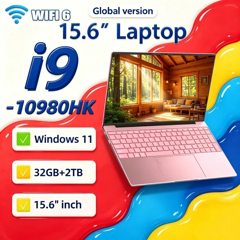 15.6 Inch Sturdy‑frame Laptop Intel Core I9‑10980HK 16GB RAM 1TB/2TB SSD Fingerprint Unlock Windows 11 Gaming Notebook