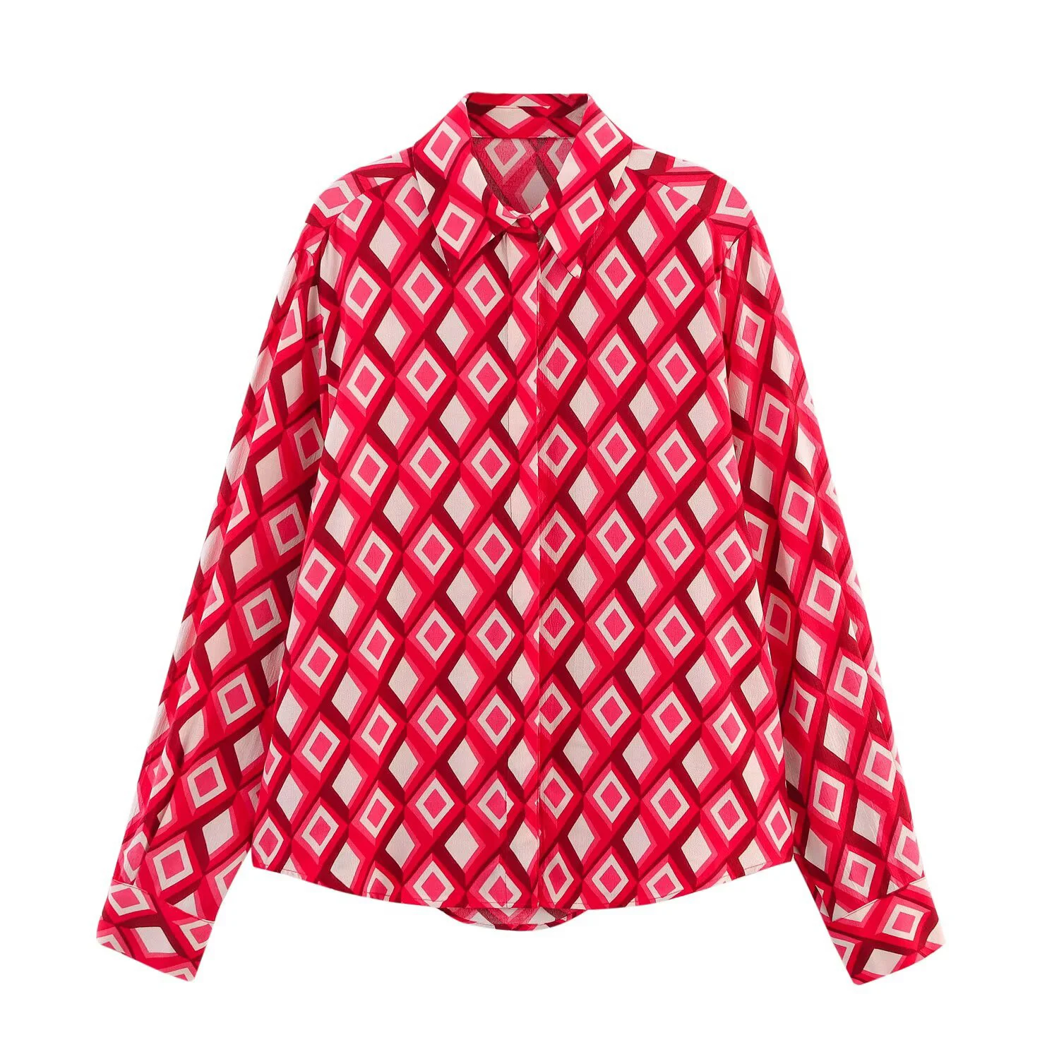 2025 ฤดูร้อนสินค้าใหม่แฟชั่นสไตล์เรขาคณิตพิมพ์เสื้อแขนยาวพร้อมเข็มขัดกระโปรงมินิ