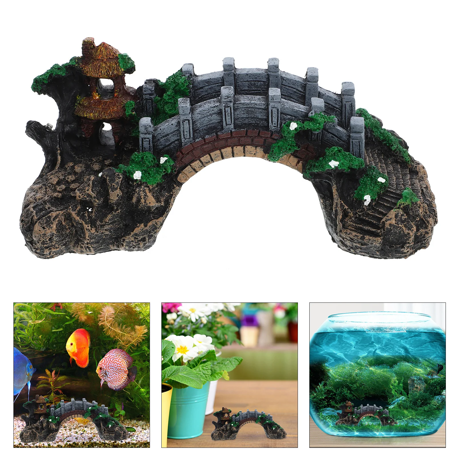 

Simulation Bridge Decor For Fish Tank Resin Craft Aquarium Ornament Underwater Scene Shrimp Hideout Fish Tank Supplies