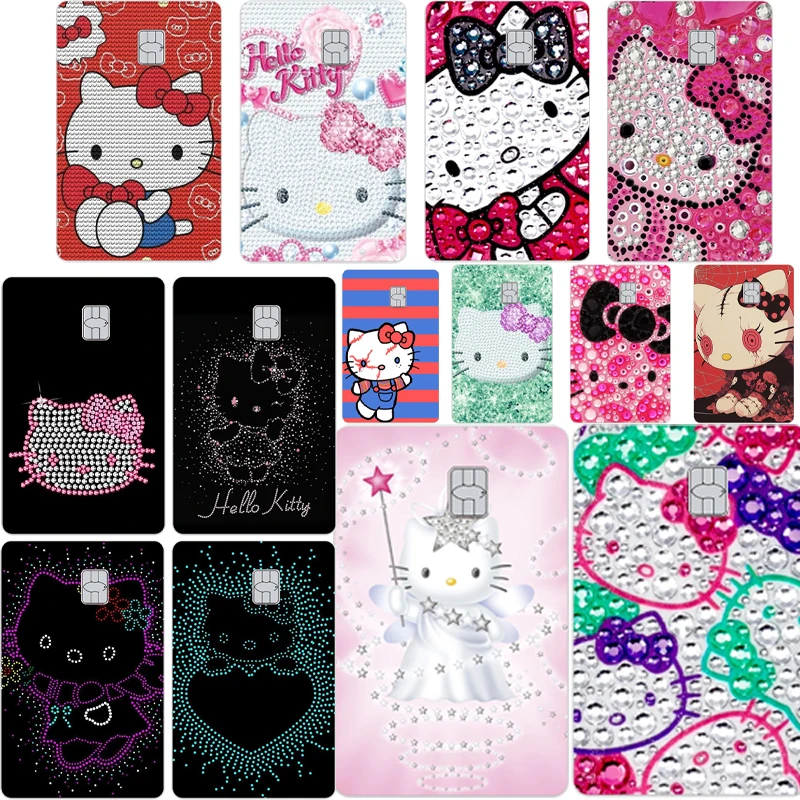 Y2k Hello Kitty Mode Credit Debetkaart Diy Stickers Kawaii Cartoon Visa Bankkaart Film Tape Skin voor Kleine Grote Geen Chip Decor