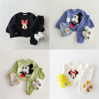 Mickey And Minnie Print Hoodie Pants 2025 Spring Autumn Costume Kids New Design Crewneck Sweatshirts Loose Trousers Two-piece
