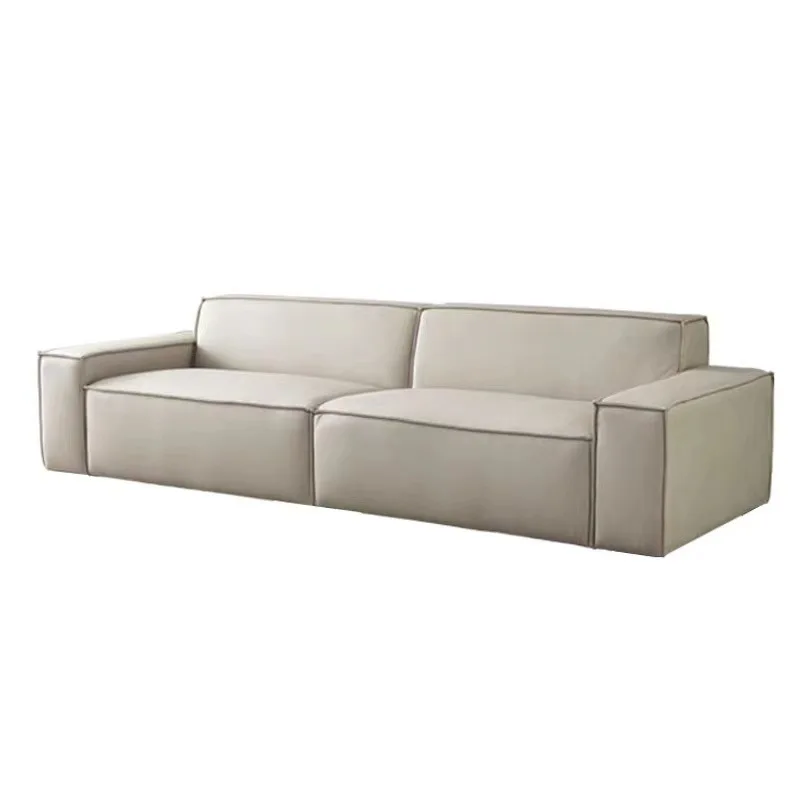 

Italian simple tofu block small apartment living room double cloth sofa beige ins Nordic style sofa design
