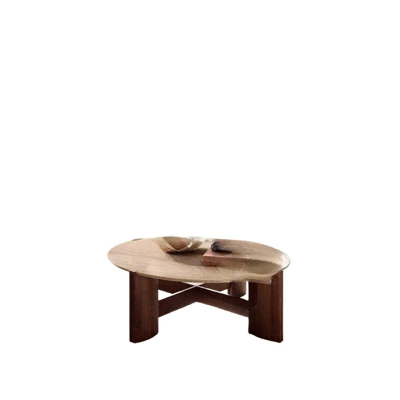 Natural travertine coffee table ash wood solid wood coffee table living room small apartment medieval