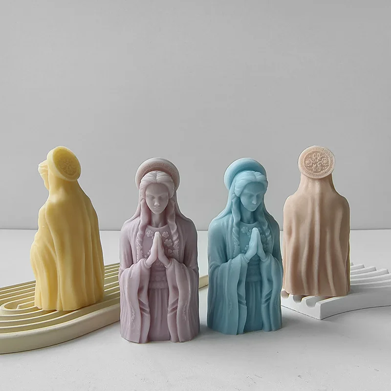 DIY Prayer Goddess Statue Silicone Mold Handmade Aroma Candle Plaster Ornaments Mold Home Decor Crafts Making