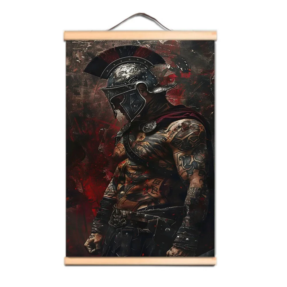 Spartan Warriors Artwork Wall Art Decor Banner Ancient Greek Armor Warrior Poster Hanging Flag Vintage Canvas Scroll Painting