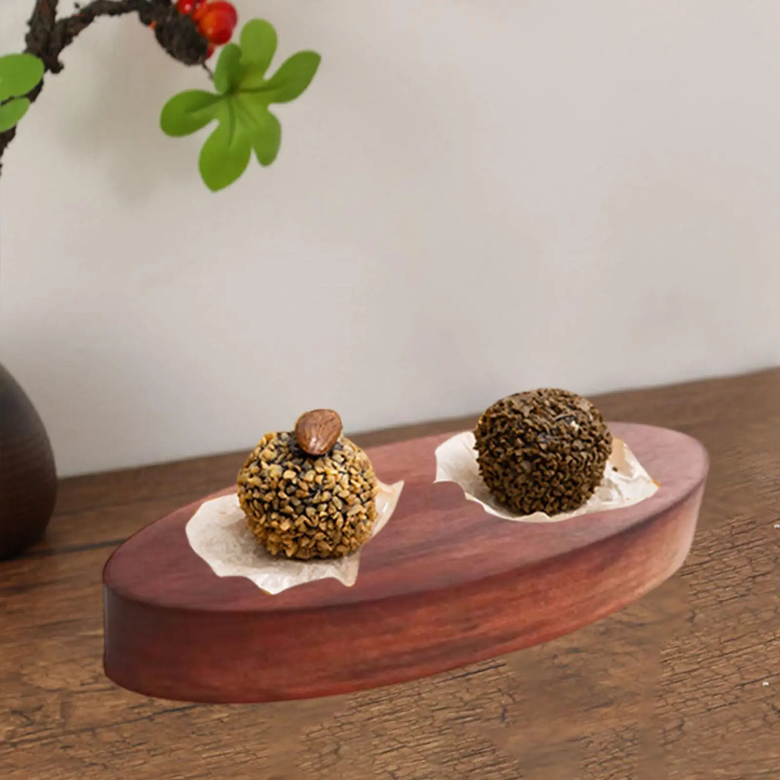 Wooden Serving Tray Tea Tray Oval Shape Multipurpose Sum Plate Food Plate for Restaurant Festival Candy Sushi Appetizer