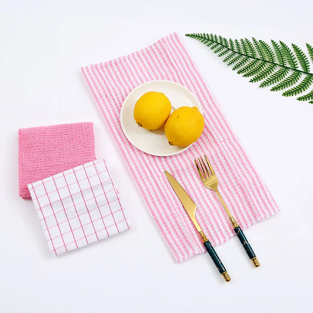 

6pcs Kitchen Dishcloths Cotton Yarn Absorbent Scouring Pads Strong Cleaning Effect Wash Dishes Plates Glassware