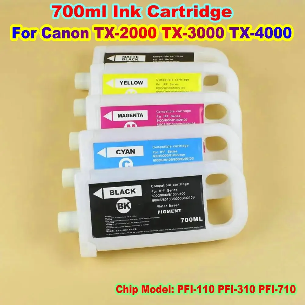 Chip de impresora modelo PFI-110 PFI-310 PFI-710 Kit de cartucho de tinta sin Chip para Canon TX-2000 TX-3000 TX-4000 para cartucho de recarga de tinta