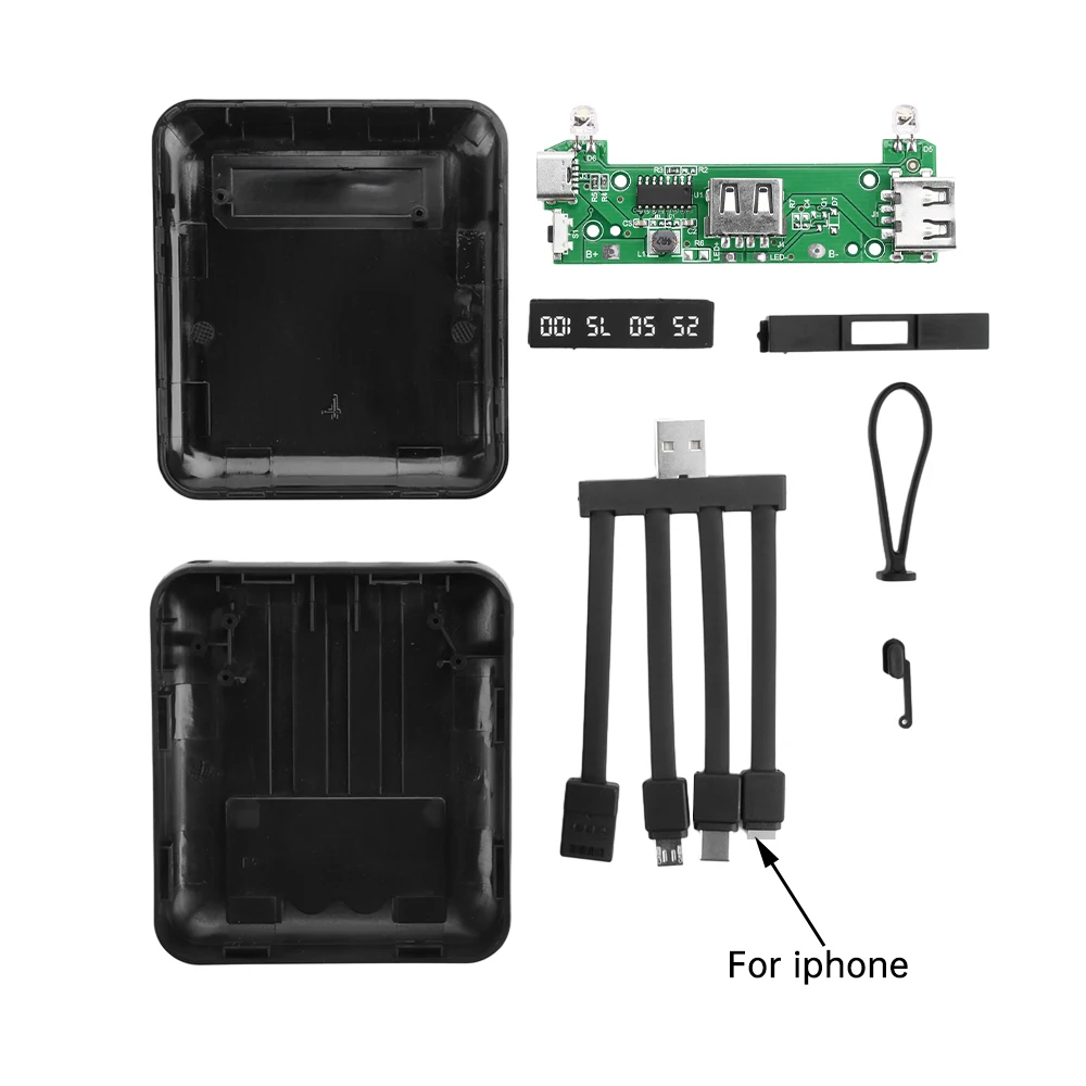 DIY 3*18650 Power Bank Case Battery Charge Storage Box Shell Micro USB Type C with Flashlight For Charging Mobile Phones