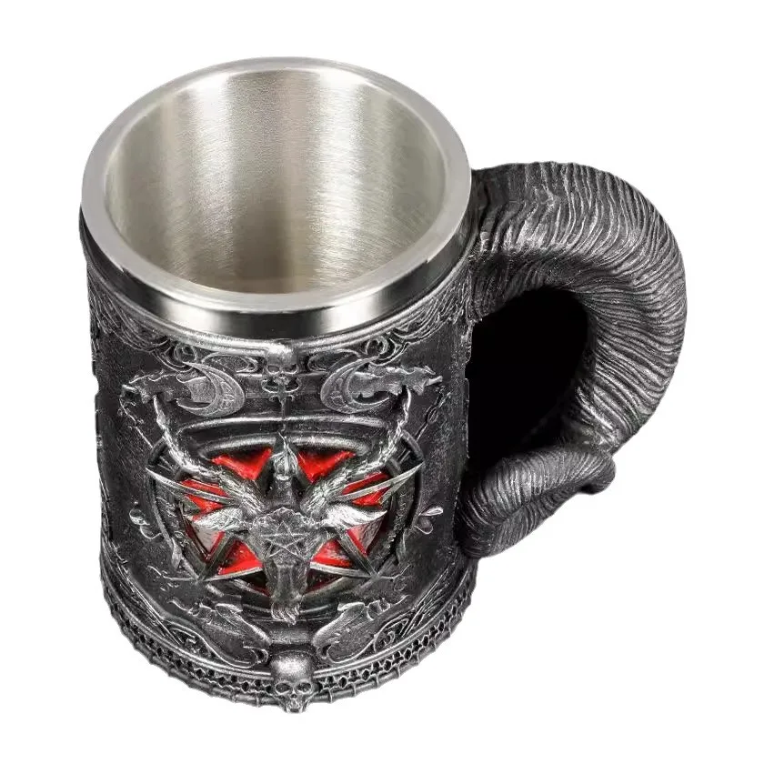 Baphomet Goat Head Devil Beer Mug Gothic Chalice Coffee Cup Large Capacity Pagan Mythology Inspired Goblet For Metalhead Gift