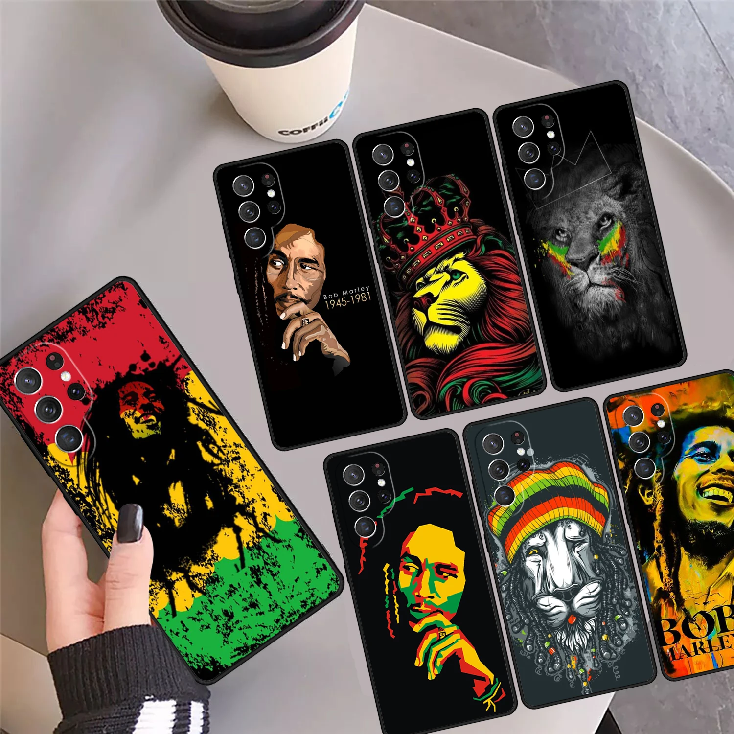 Rasta Lion Reggae Bob Marleys Phone Case Cover For Samsung Galaxy S24 Ultra 23 S22 Plus S21 FE S20 S8 S9 S10 Note 10 Pro Note 20