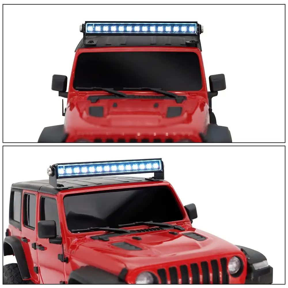 GLOBACT RC Light Bar 8 Light Modes Roof Lamp 56mm for 1/24 AXIAL SCX24 C10 JLU Gladiator Deadbolt Upgrade Parts