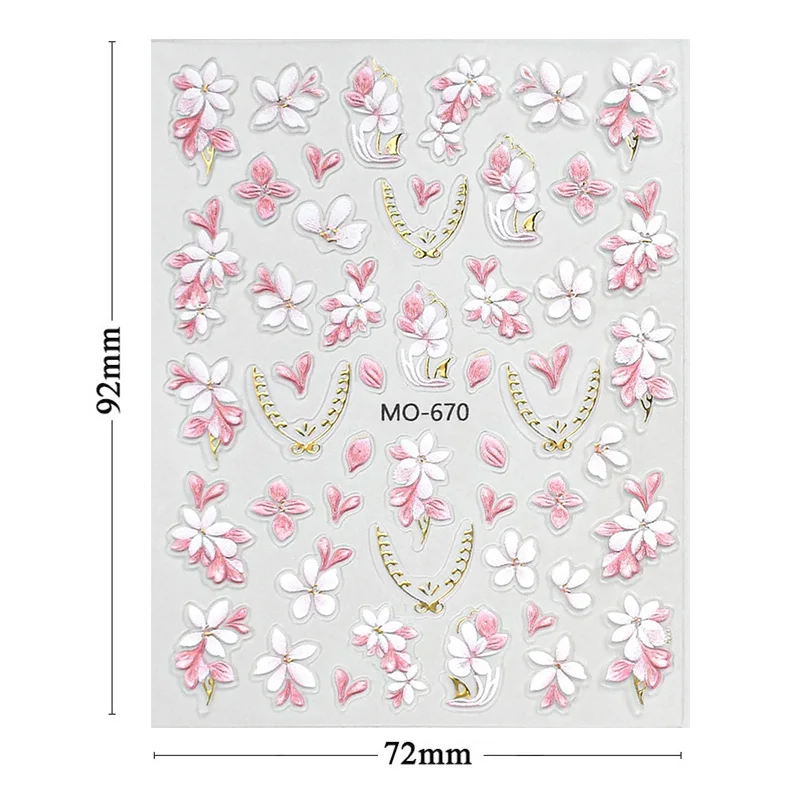 1 قطعة ملصقات الأظافر النمط الصيني المطرزة زهرة صغيرة زهرة فراشة الوردي النمط الفرنسي زهرة DIY بها بنفسك اكسسوارات الديكور