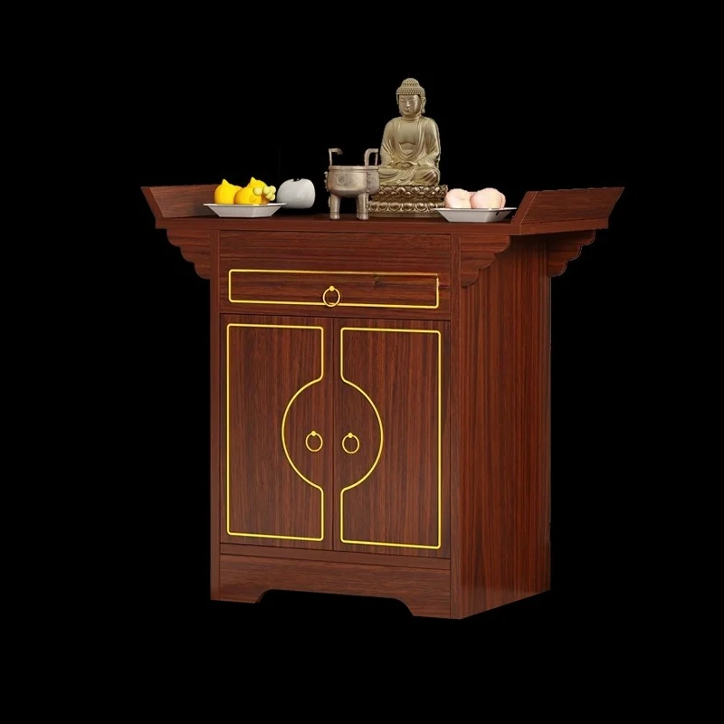 Household Buddha Shrine a Long Narrow Table Guanyin God of Wealth Display Box Buddha Niche Altar