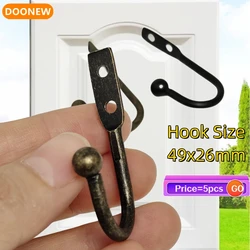 5pcs Bronze Wall Hook Door Bath Coat Hook 50*23mm Hanger Kitchen Pot Bag Hanger Vintage Black/Antique Hooks For Hanging Towel