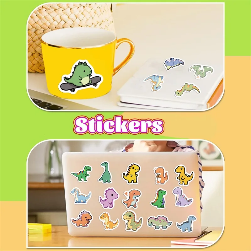 10/30/100PCS Cartoon Small Dinosaur PVC Sticker Aesthetic Children\'s Decoration Scrapbooking Stationery School Supplies for Kids