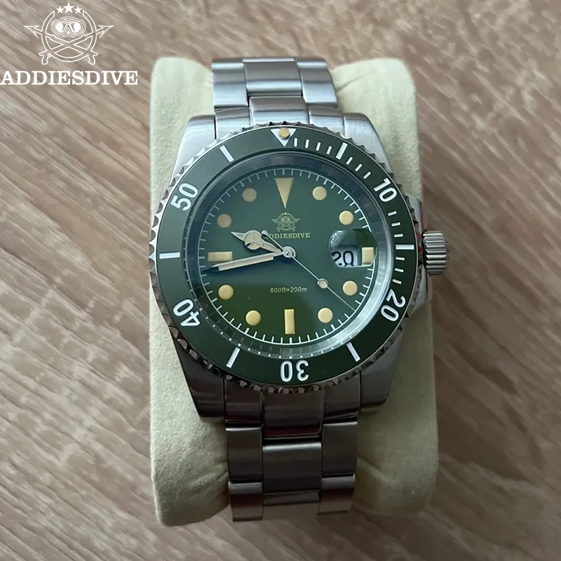 

ADDIESDIVE Hot AD2054 Quartz Watches 41mm Ceramic Bezel Stainless Steel AR Coating Luminous Fashion 200M Waterproof Diver Watch