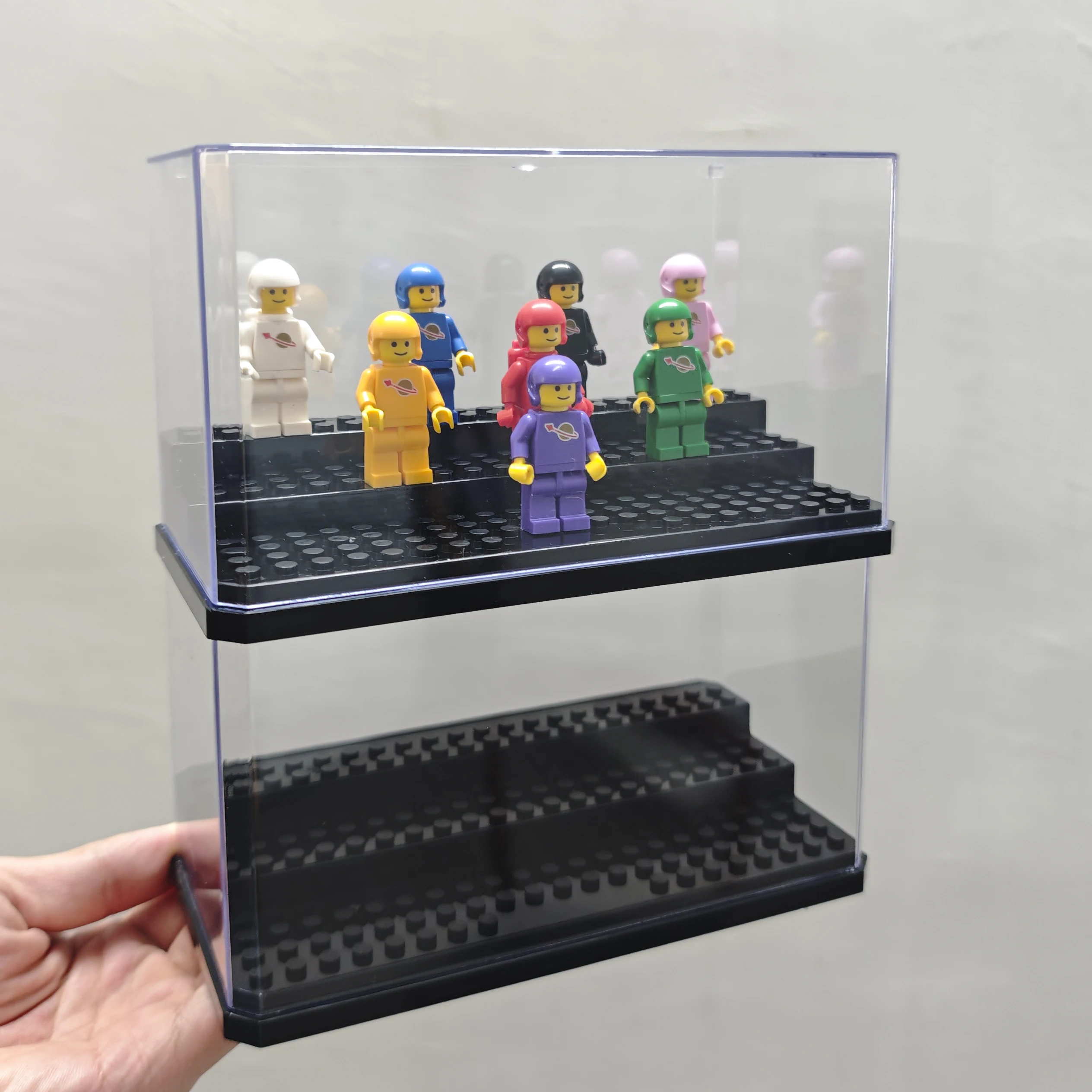 Minifiguren-Vitrine für Actionfiguren-Blöcke, staubdichte Vitrine für Sammlung von Ziegelblöcken, Modellen, Minifiguren-Gebäude