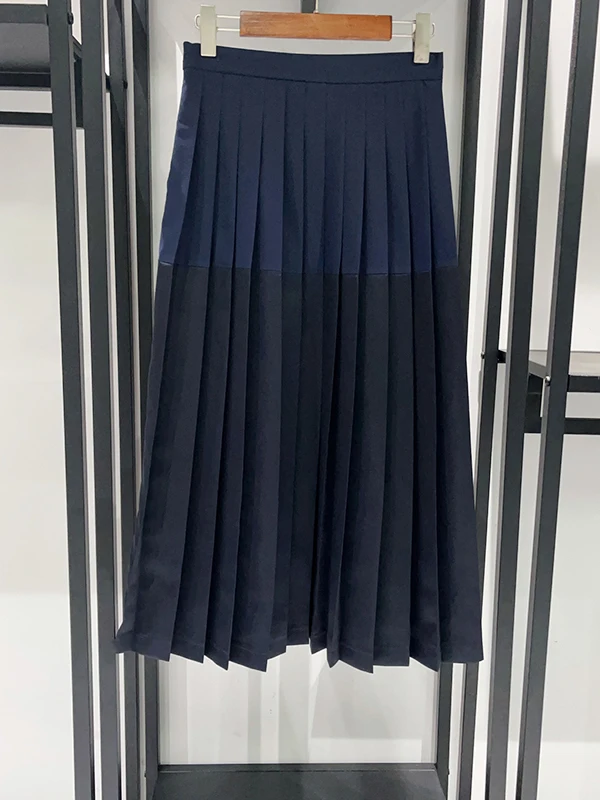 

Универсальная однотонная плиссированная юбка средней длины, женская юбка трапециевидной формы, повседневная юбка из смеси полиэстера