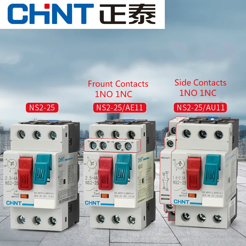 CHINT Motor Protector Engine Protection Device NS2-25 NS2-25X Knob Button Tpye NS2-32 1.6-2.5A 2.5-4A 4-6.3A 6-10A 9-14A 18A 25A