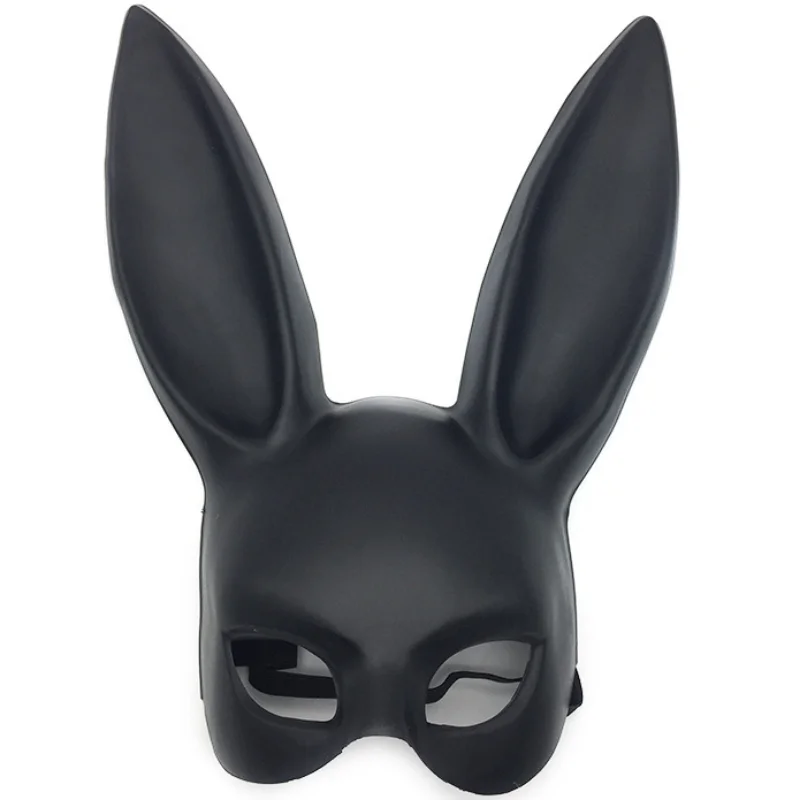 Masque Demi-visage Lapin Noir pour Femme, Boule de Maquillage, Accessoires d'Halloween, Rassemblement Cosplay, Fournitures de Performance