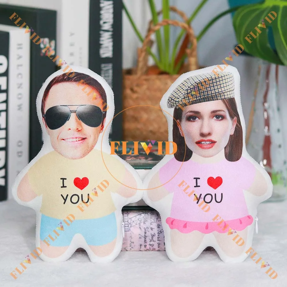 

Custom 3D Couple Photo Pillow,Personalized Person Portrait Double Sided Printed Throw Pillow Cushion,Funny Home Decor Gift