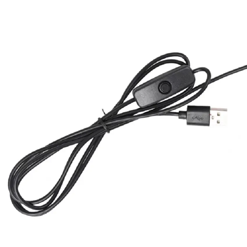 Nuevo Cable de alimentación de interruptor de 5V, Cable de conexión USB macho a 2 núcleos de 1,5 M, botón 501 ON OFF 2A para lámpara de tira LED, bombilla DIY