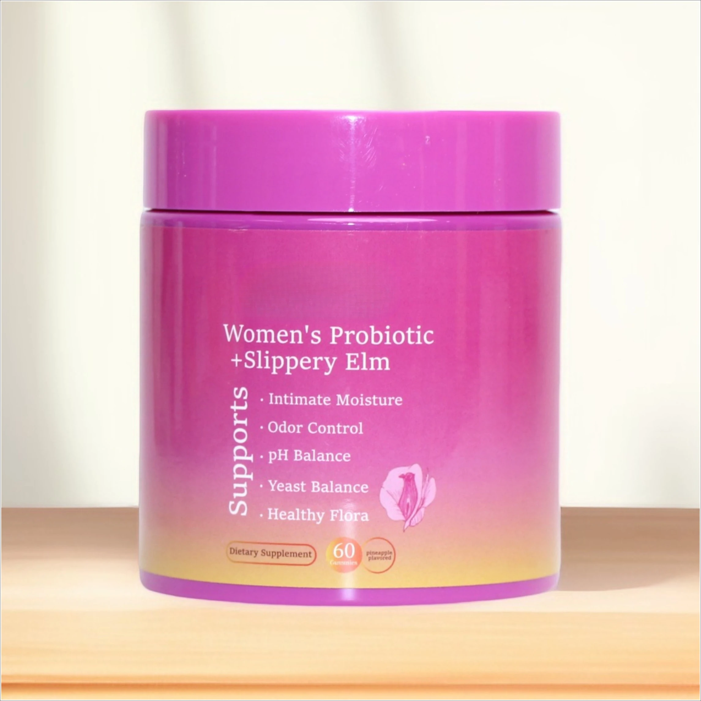 

Her Juicy Feminine Probiotics Gummies for Women with Slippery Elm, Prebiotics & Lactobacillusfor pH Balance & Digestive Health