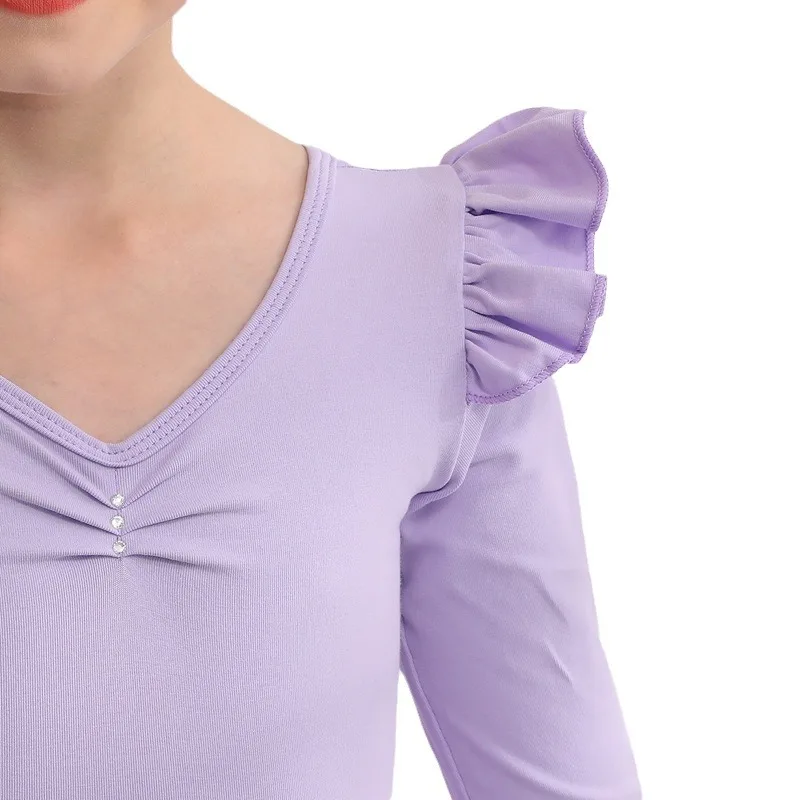 Mädchen-Ballett-Tanzkostüm mit langen/ärmellosen Ärmeln, Kinder-Trikot mit Kreuz am Rücken, Mädchen-Gymnastik-Tanzbekleidung, Trikot für Ballett