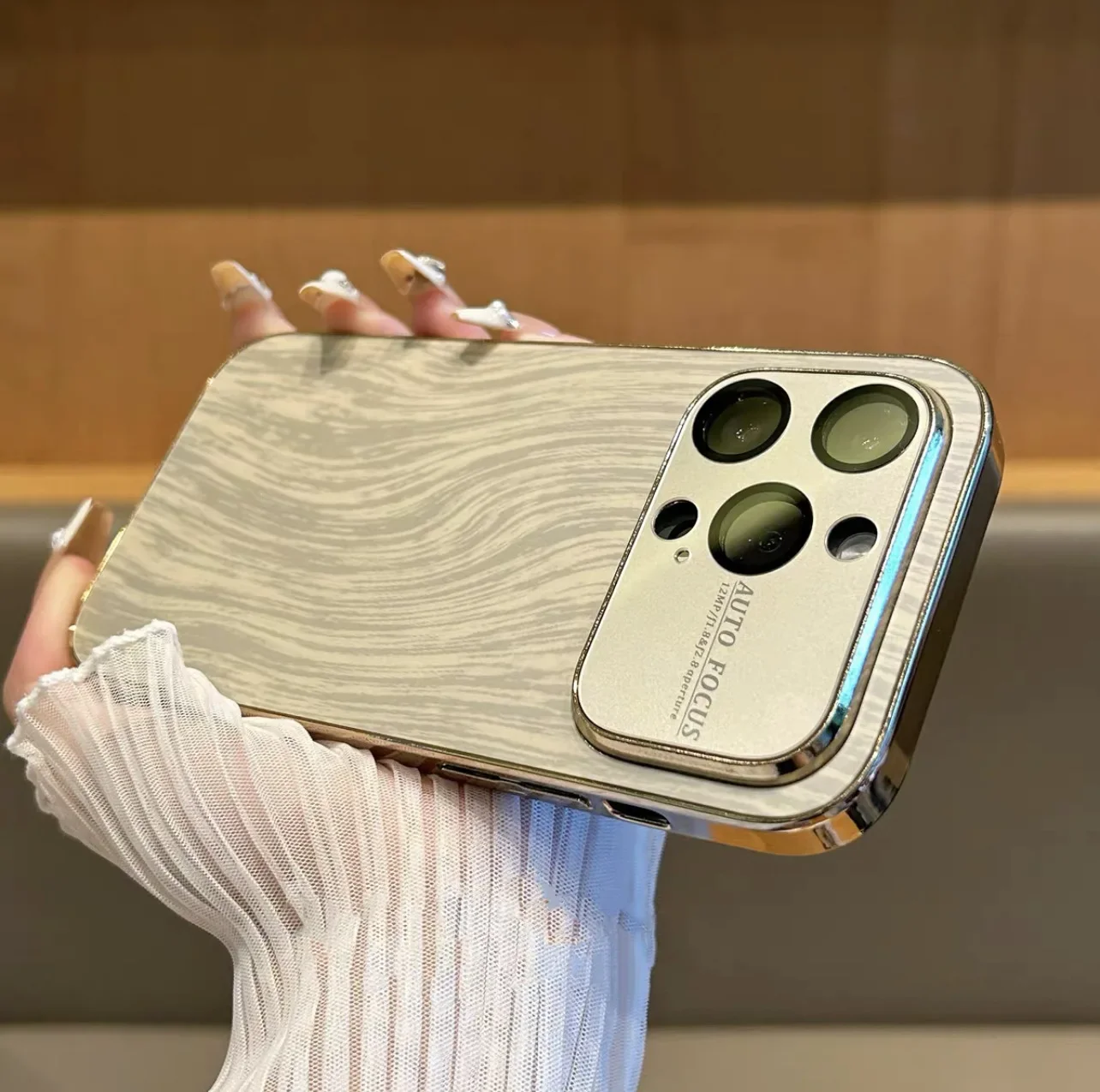 Роскошный чехол для телефона с деревянной текстурой и покрытием для iPhone 15 14 13 12 11 Pro Max Plus, чехлы, защита объектива, противоударный жесткий чехол